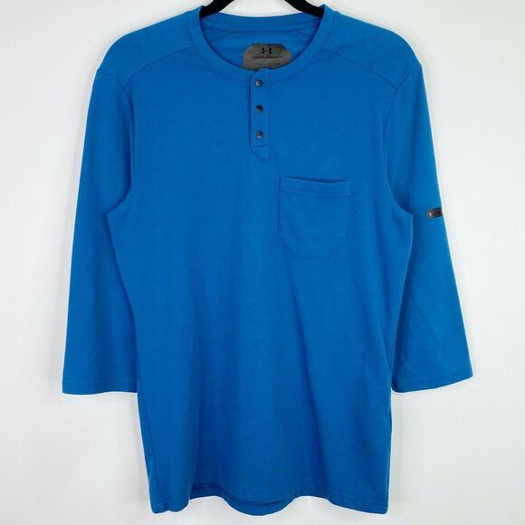 Under Armour Fitted Henley Solid Blue T-Shirt Tee Top Shirt Size Small S Womens - Picture 1 of 7